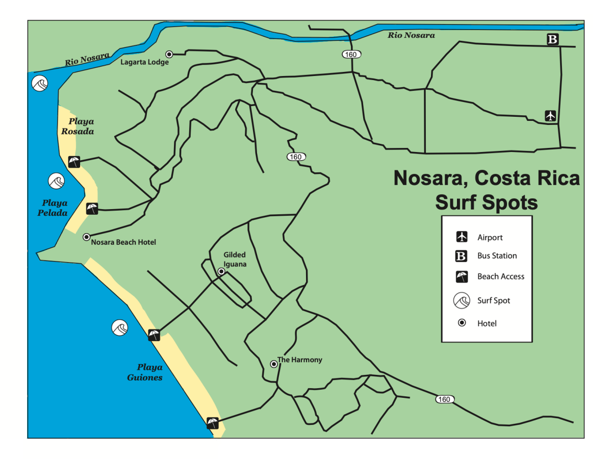 Nosara, Costa Rica Surf&nbsp;Map